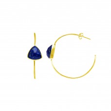 Lapis Trillion Hoop gemstone earring 